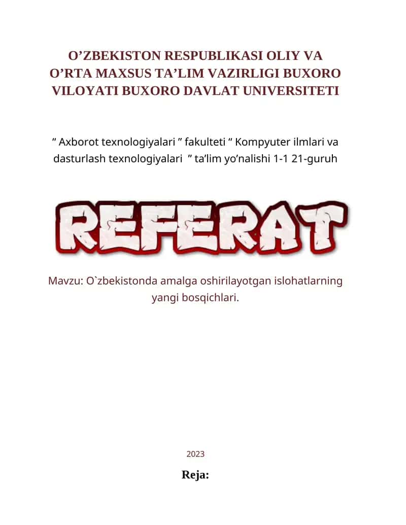 O`zbekistonda amalga oshirilayotgan islohatlarning yangi bosqichlari 1
