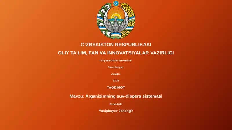 Arganizimning suv-dispers sistemasi 1