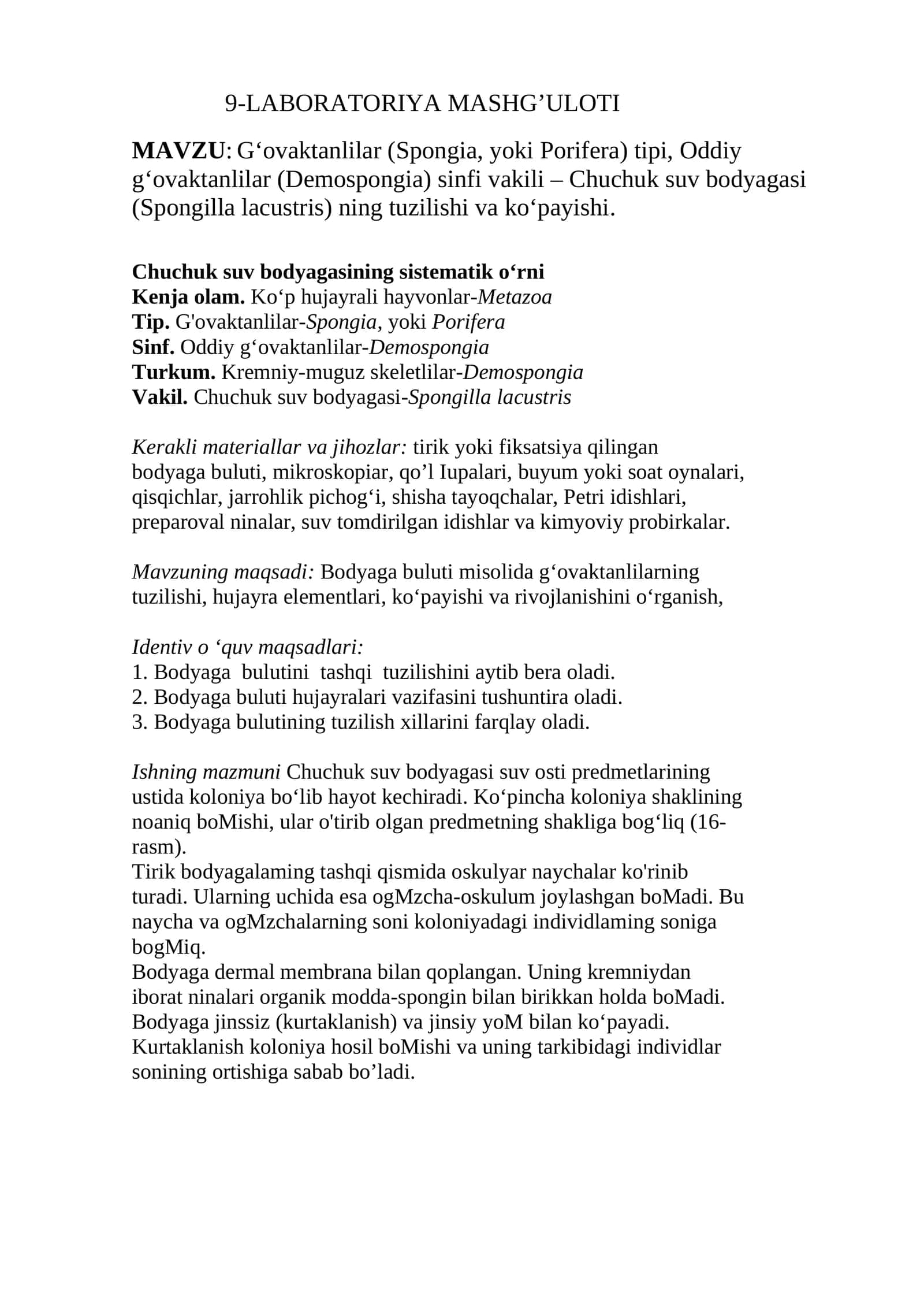 Chuchuk suv bodyagasi (Spongilla lacustris) 1