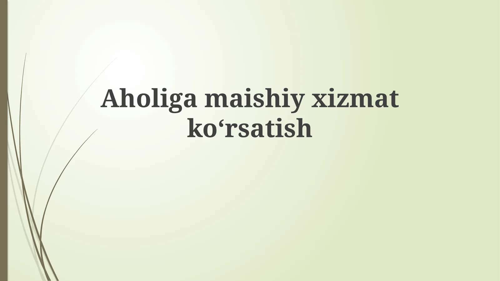 Tibbiy yordam xizmatlari 1