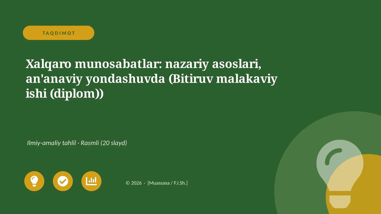 Xalqaro munosabatlar: nazariy asoslari, an'anaviy yondashuvda (Bitiruv malakaviy ishi (diplom)) 1