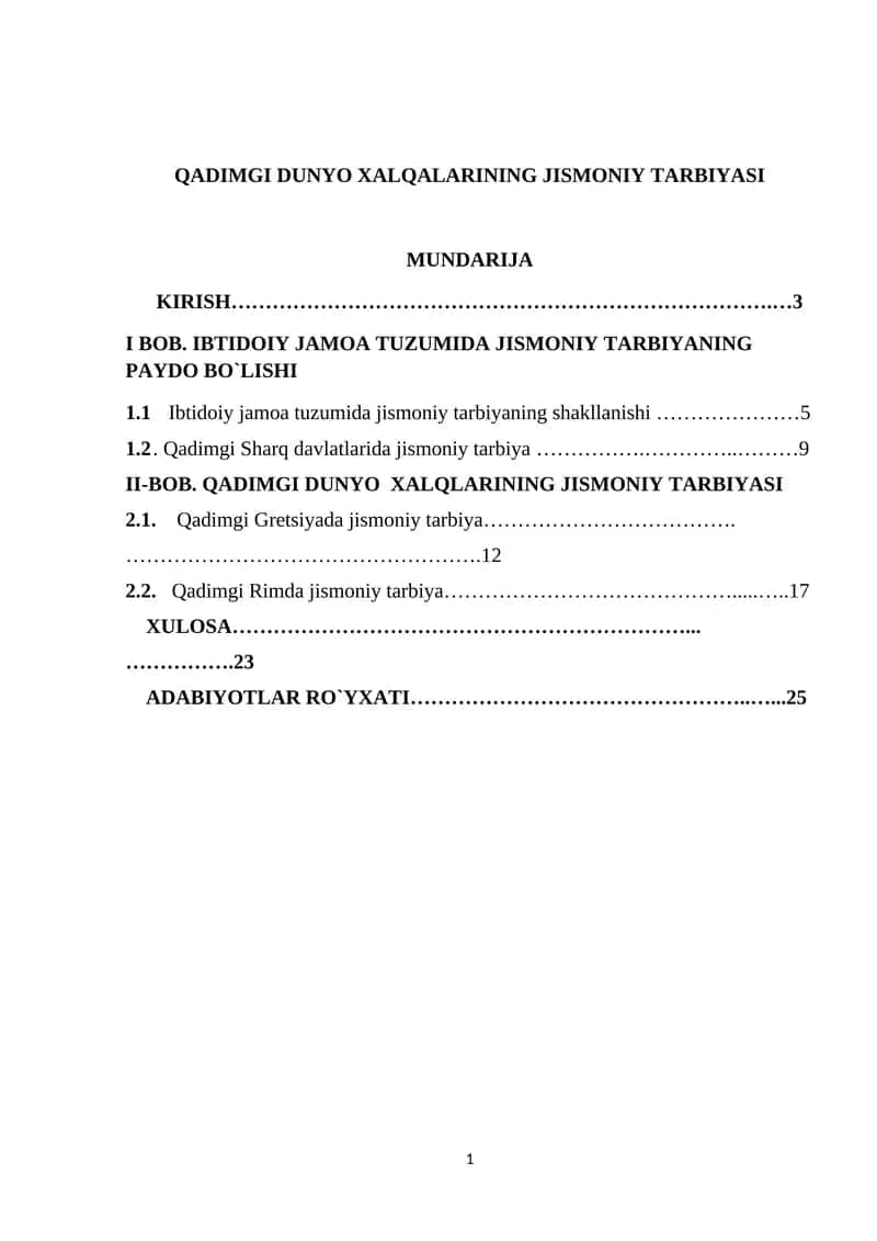 QADIMGI DUNYO XALQALARINING JISMONIY TARBIYASI 1