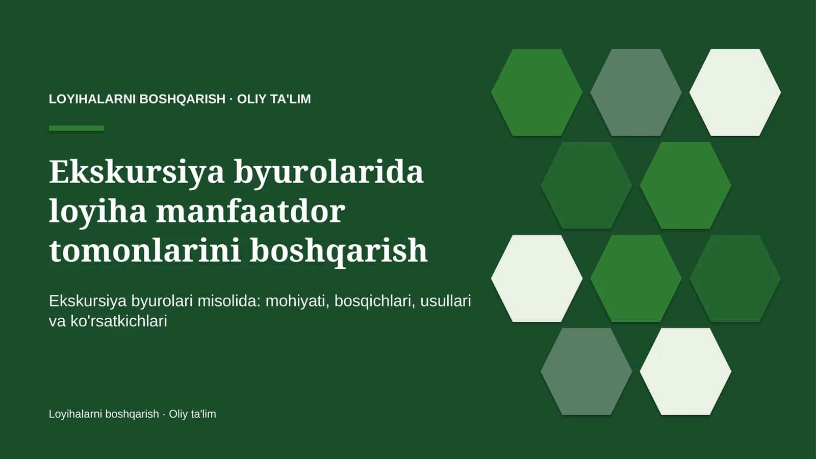 ekskursiya byurolarida loyiha manfaatdor tomonlarini boshqarish 7482 1