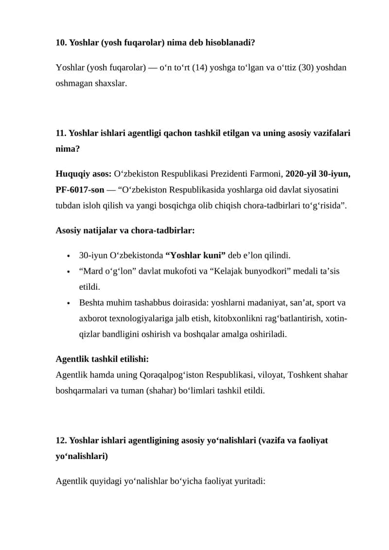 Yoshlar  yetakchiligi suhbat savollarri 1