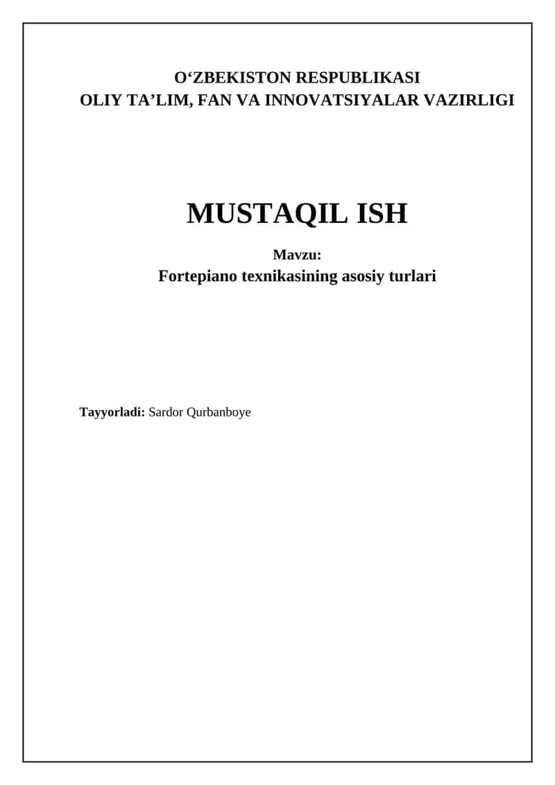 Fortepiano texnikasining asosiy turlari 1
