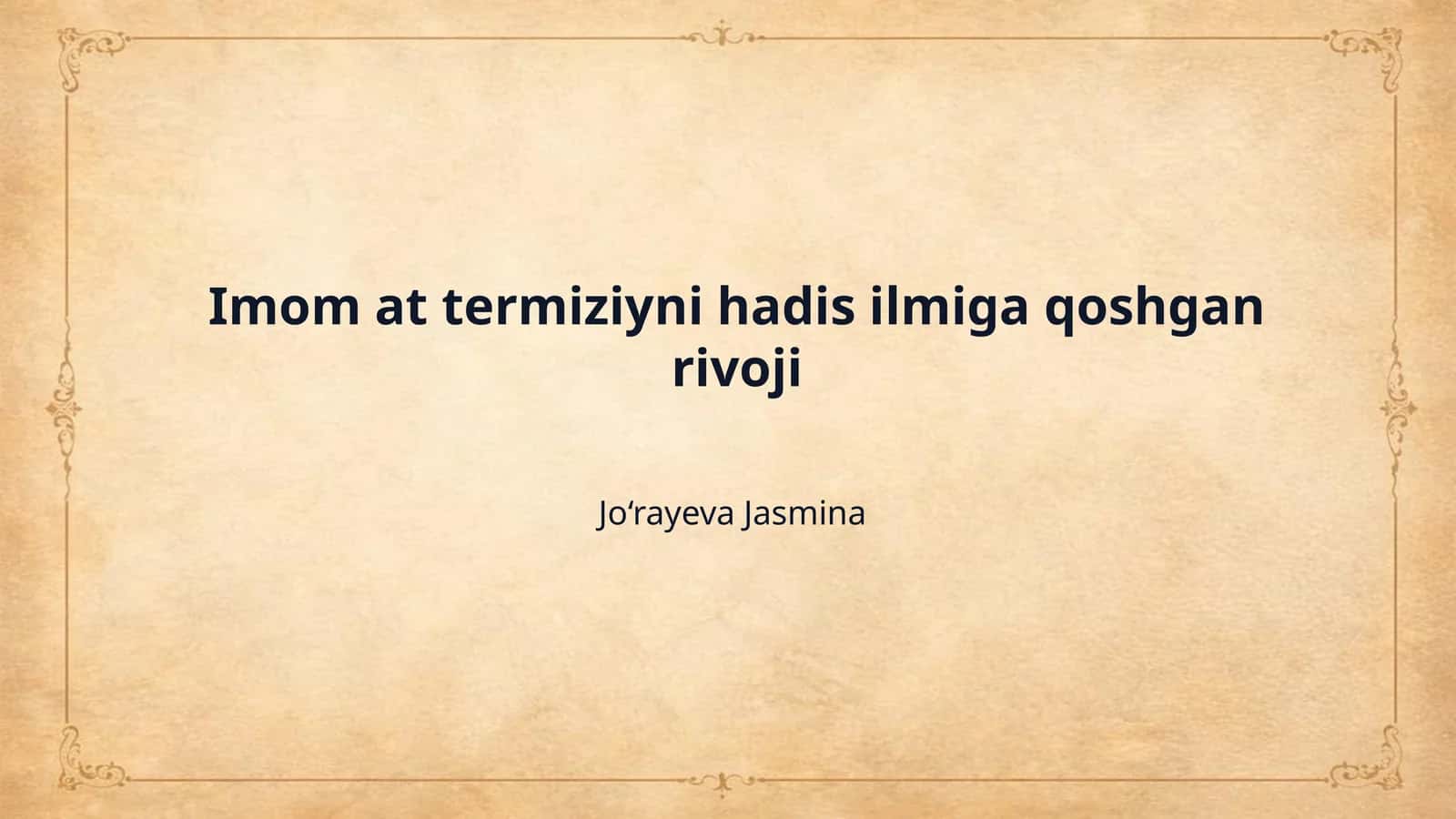 Imom at termiziyni hadis ilmiga qoshgan rivoji 1