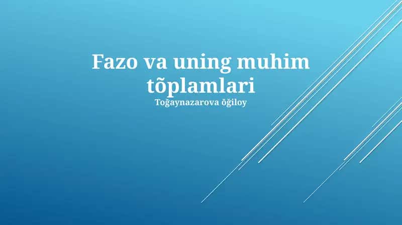 Fazo va uning muhim tõplamlari 1