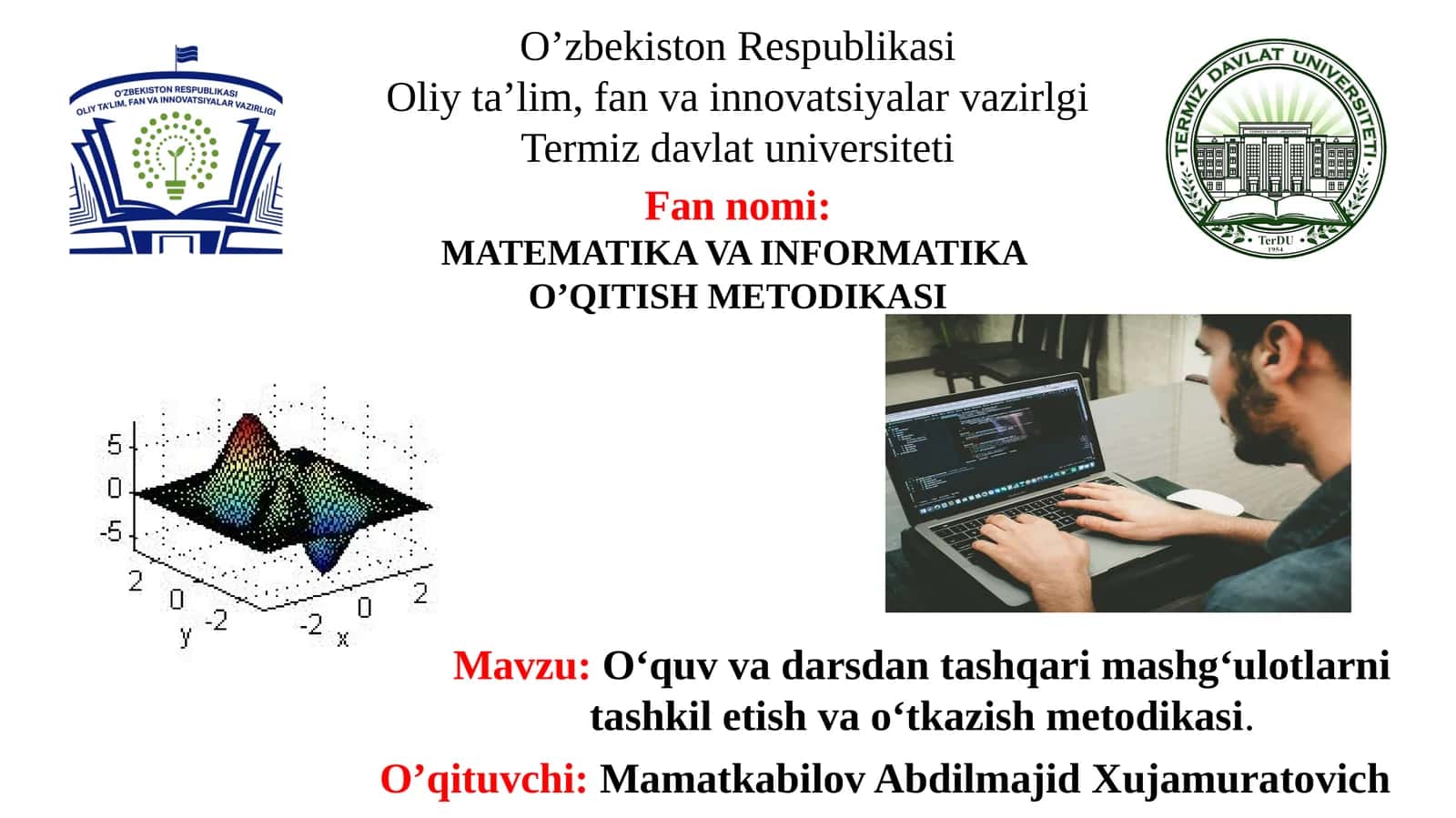 O‘quv va darsdan tashqari mashg‘ulotlarni tashkil etish va o‘tkazish metodikasi 1