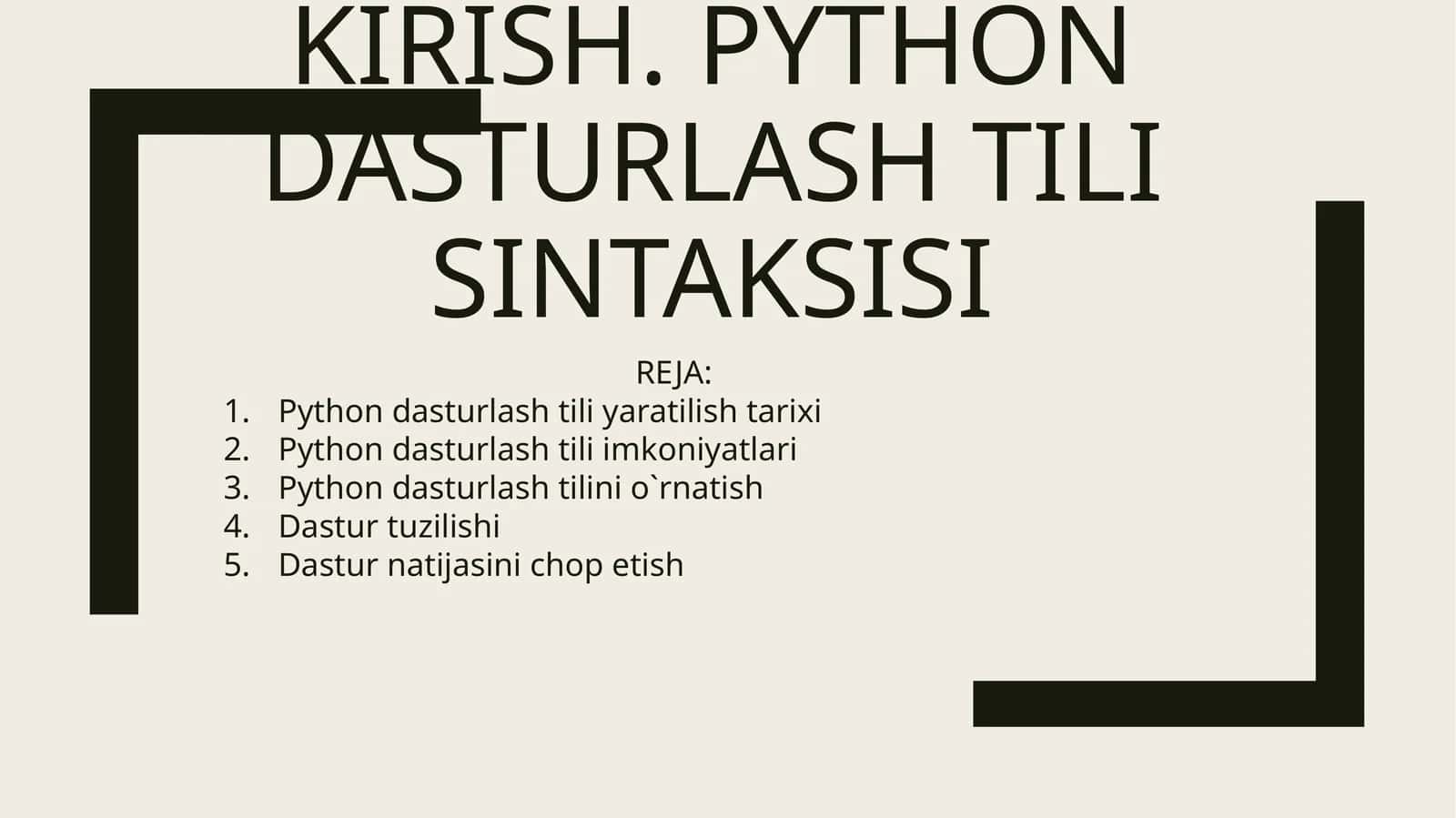 Python dasturlash tili yaratilish tarixi 1