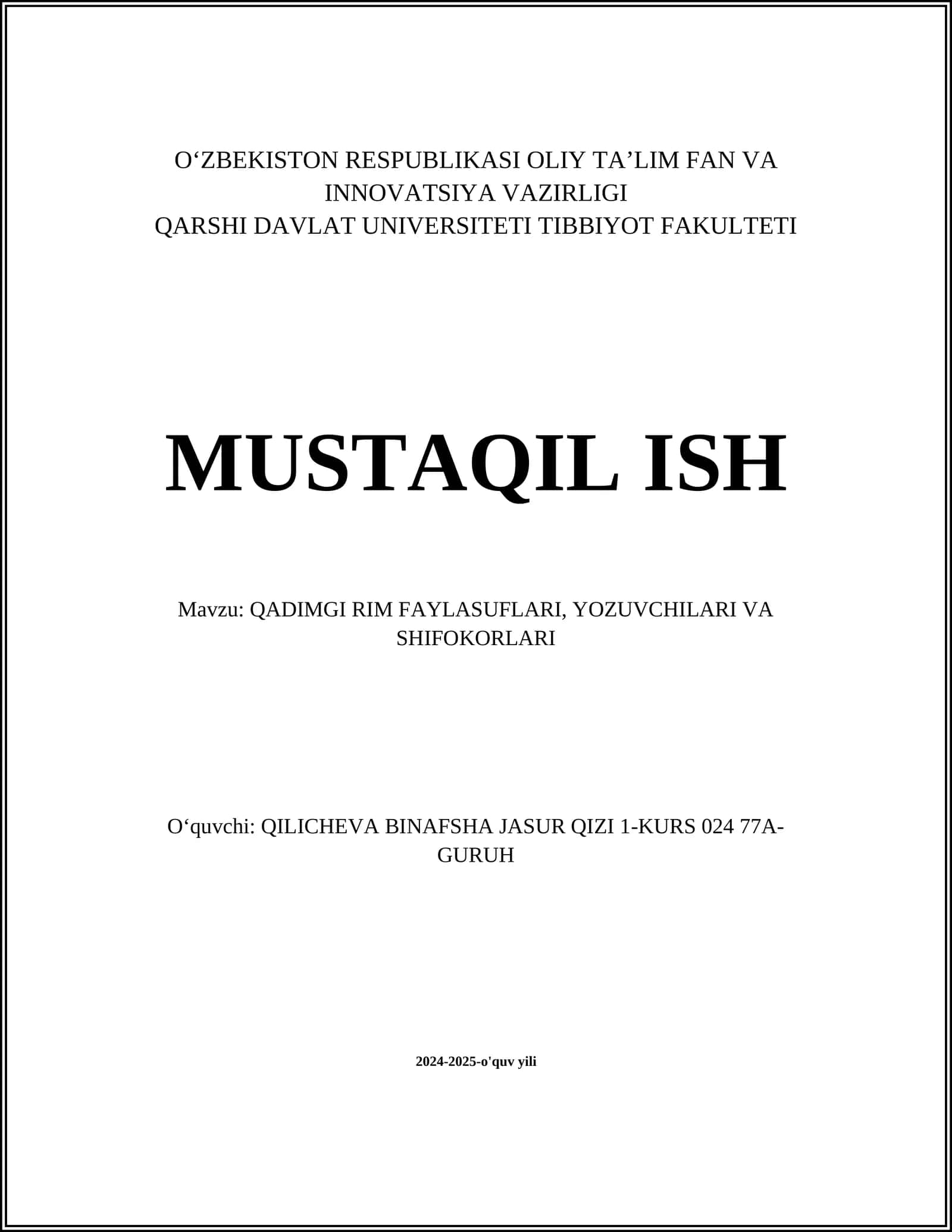 QADIMGI RIM FAYLASUFLARI, YOZUVCHILARI VA SHIFOKORLARI 1