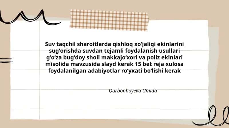 Suvdan tejamli foydalanish usullari sharoitlarda 1