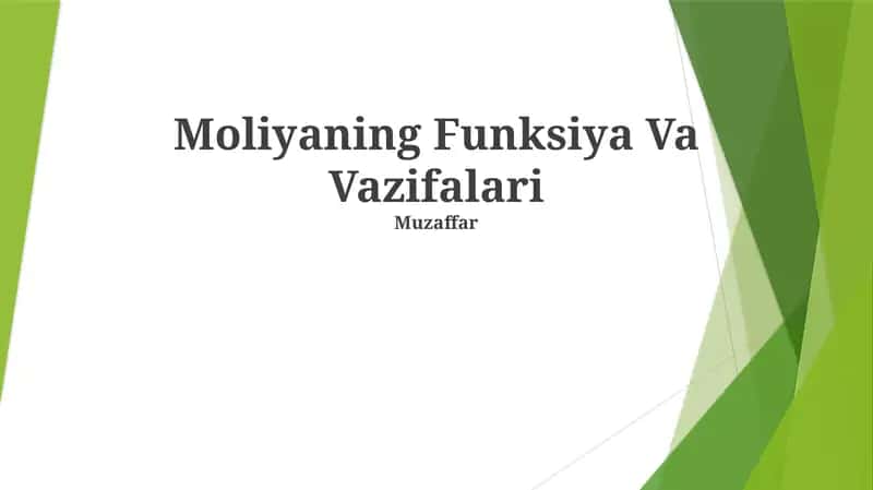 Moliyaning Funksiya Va Vazifalari 1