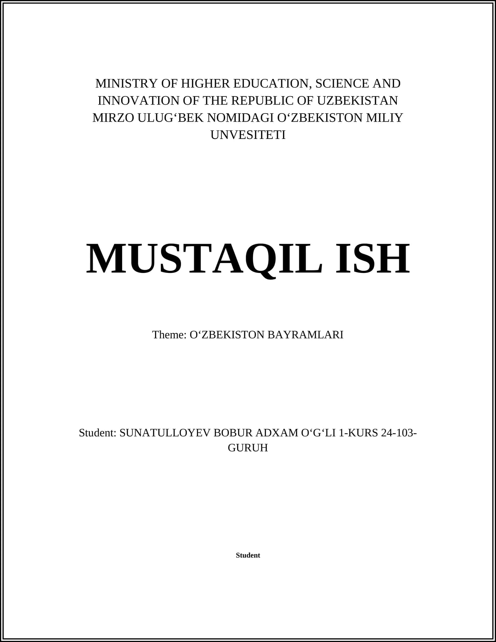 OʻZBEKISTON BAYRAMLARI 1