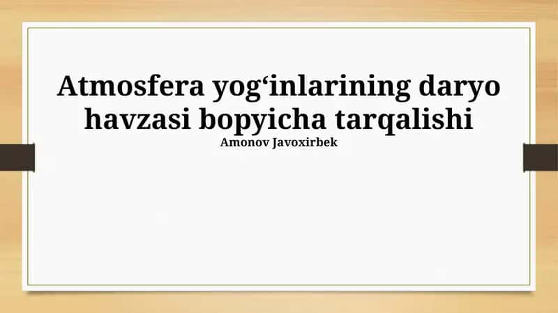 Havoning ifloslanishi va daryo ekosistemalariga ta'siri 1