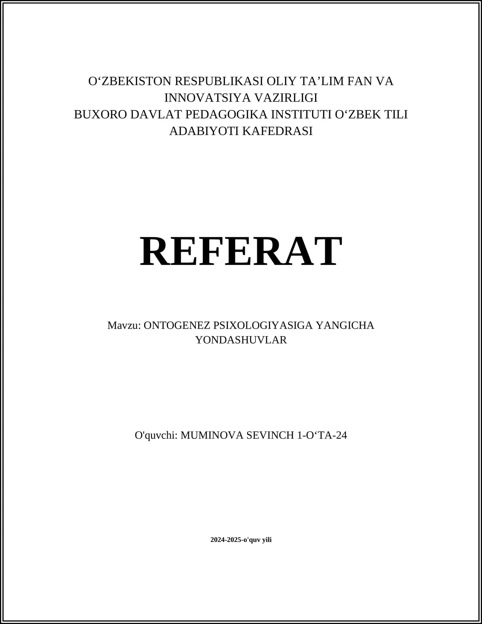 ONTOGENEZ PSIXOLOGIYASIGA YANGICHA YONDASHUVLAR 1