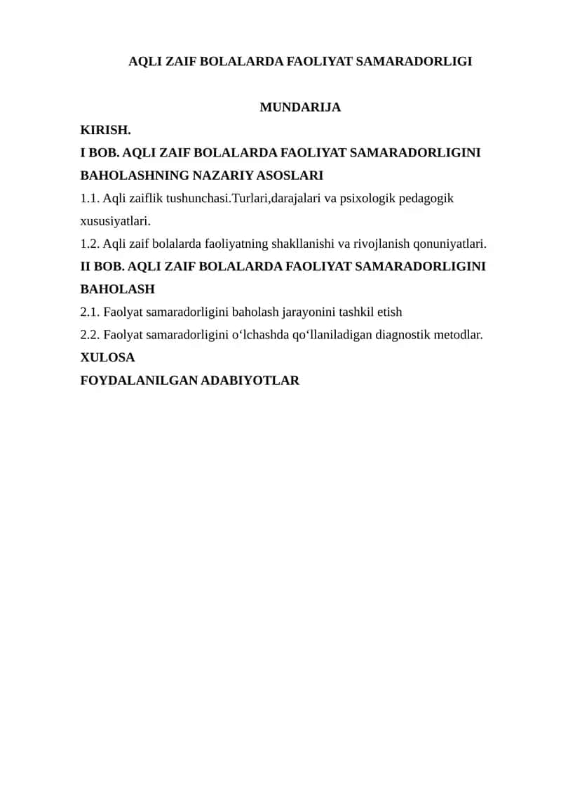 Aqli zaif bolalarda faoliyat samaradorligi 1