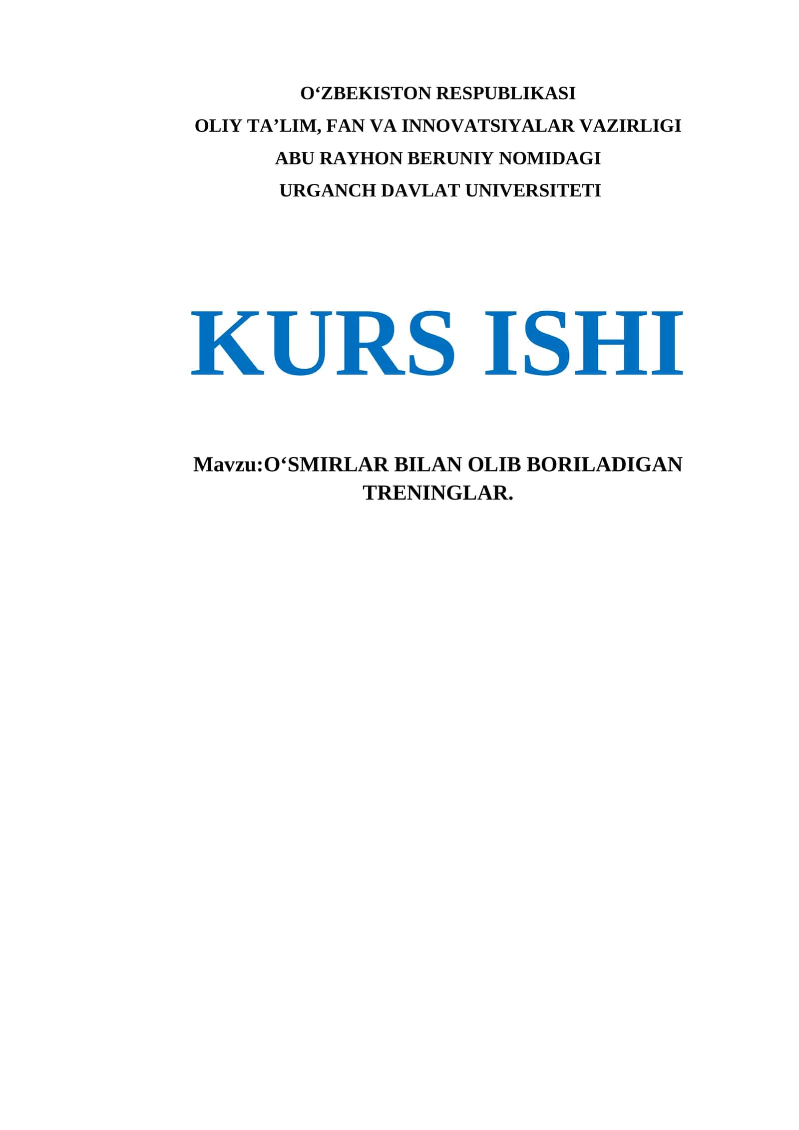 OʻSMIRLAR BILAN OLIB BORILADIGAN TRENINGLAR. 1