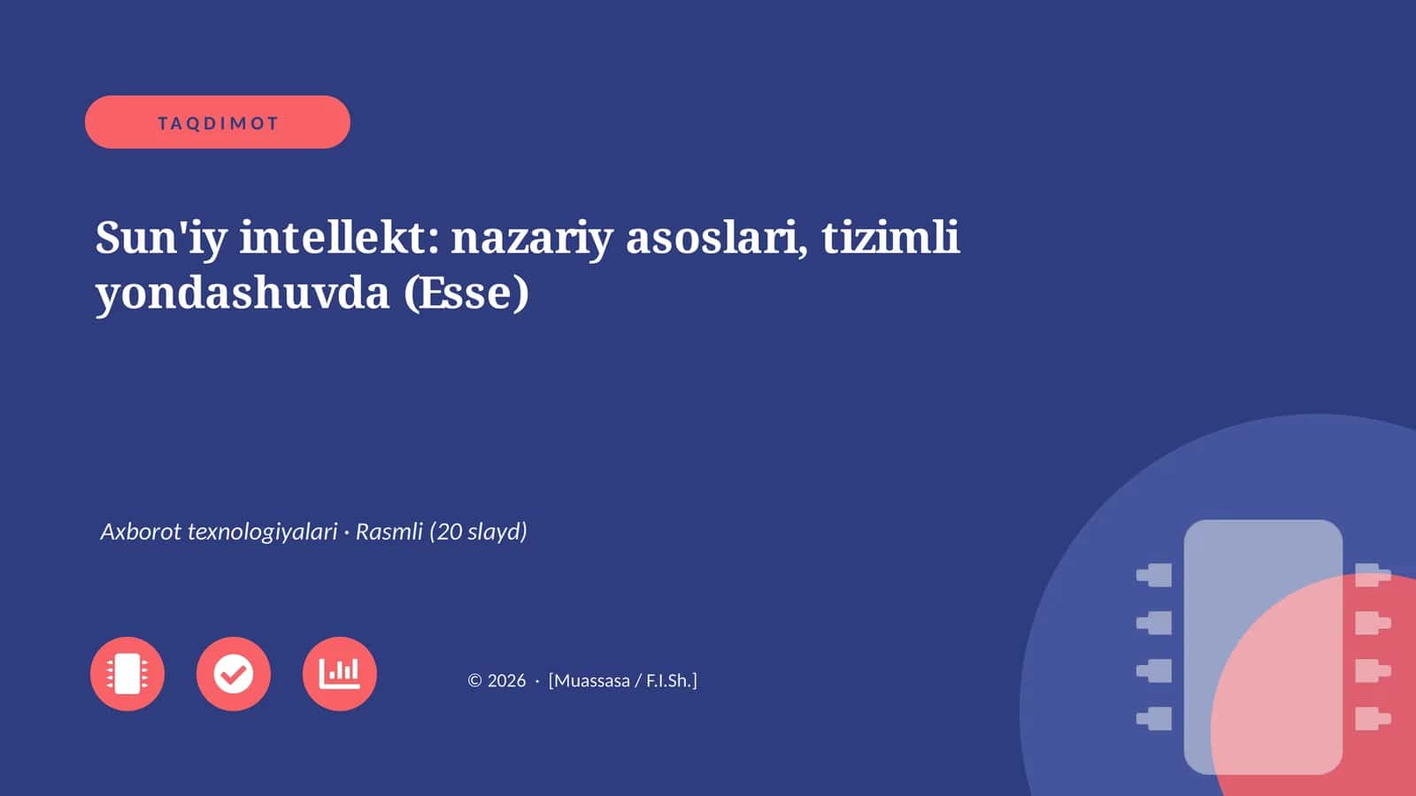 Sun'iy intellekt: nazariy asoslari, tizimli yondashuvda (Esse) 1