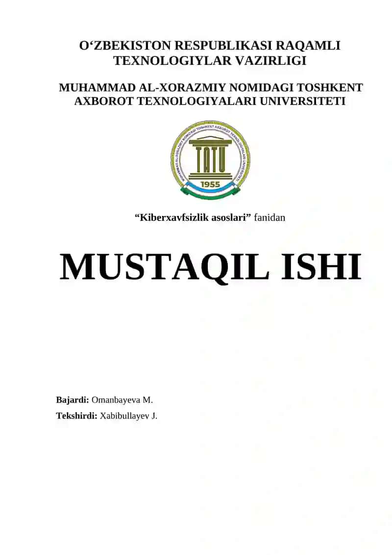 Axborotni ruxsatsiz foydalanishlardan himoyalash