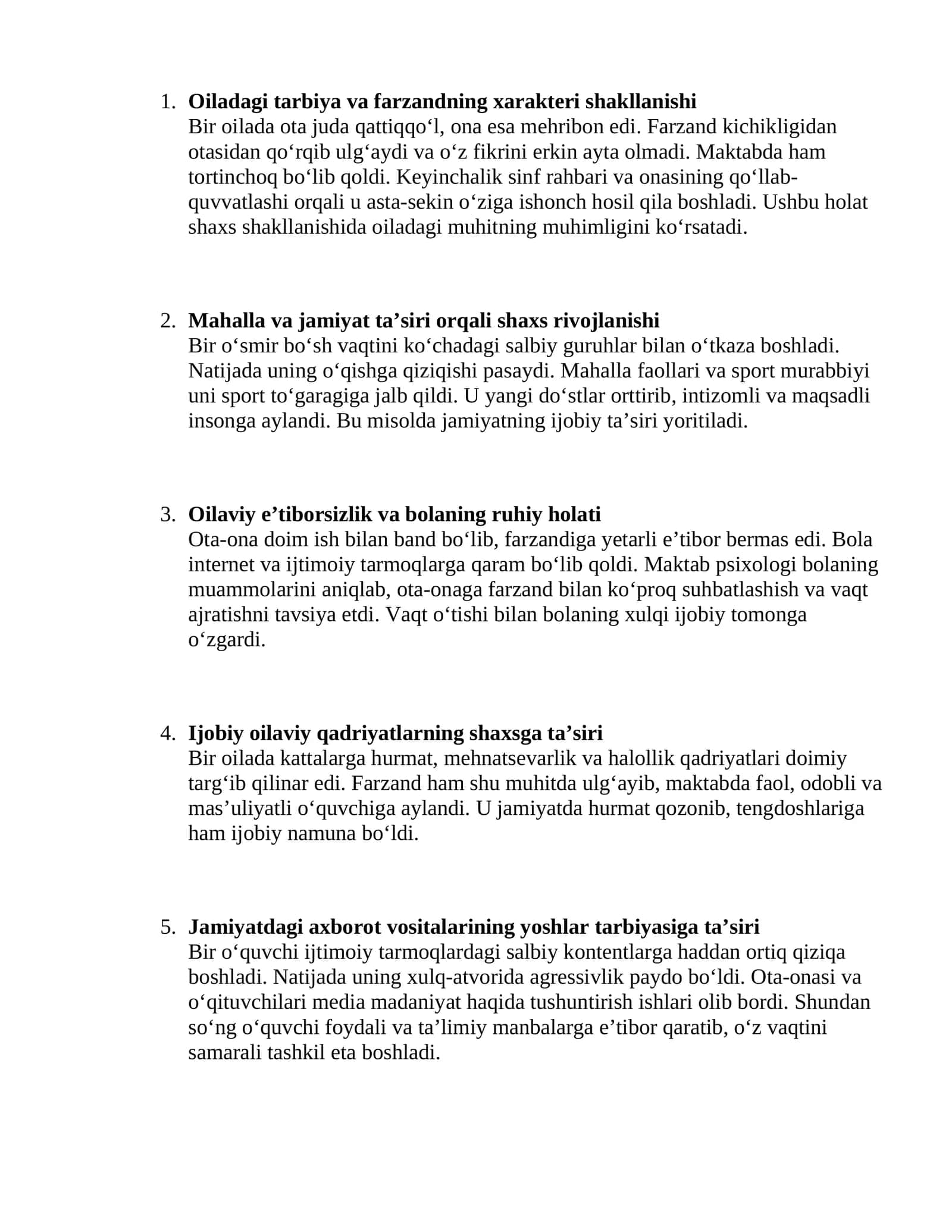Oiladagi tarbiya va farzandning xarakteri shakllanishi 1