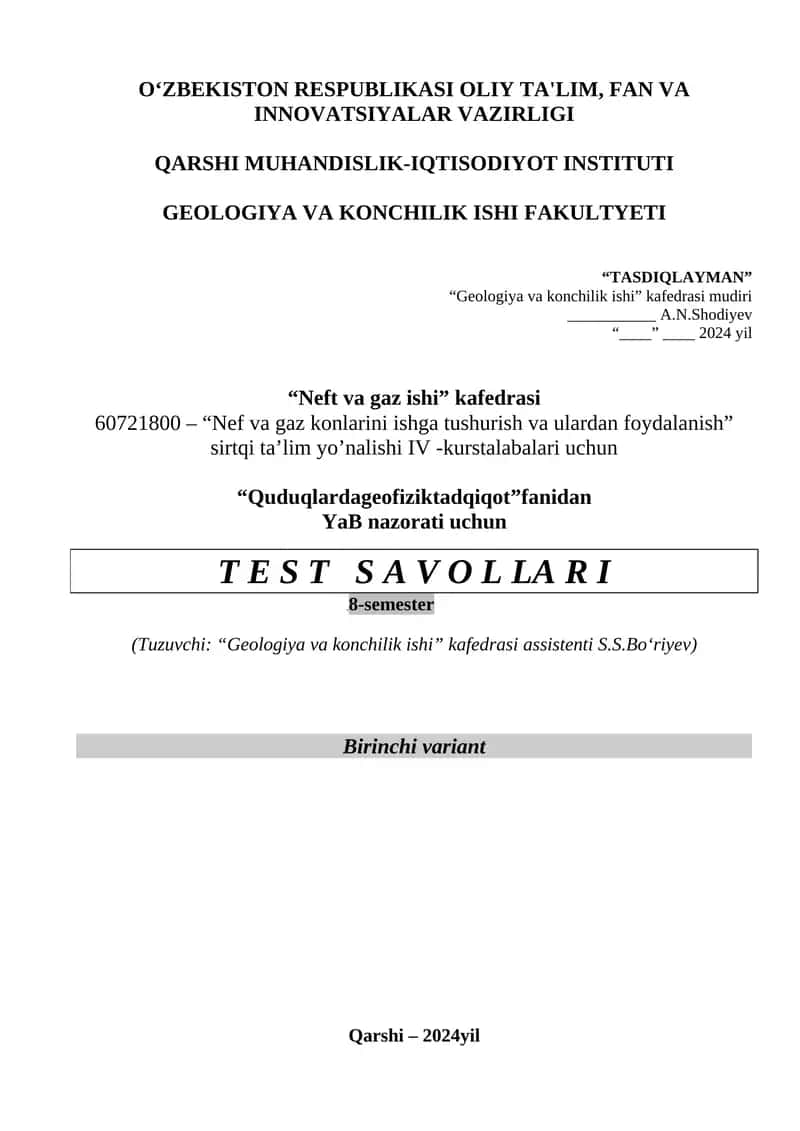 Nef va gaz konlarini ishga tushurish va ulardan foydalanish 1