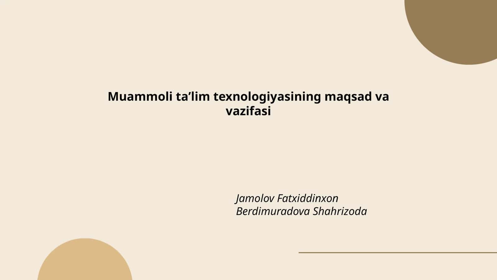 Muammoli taʼlim texnologiyasining maqsad va vazifasi 1
