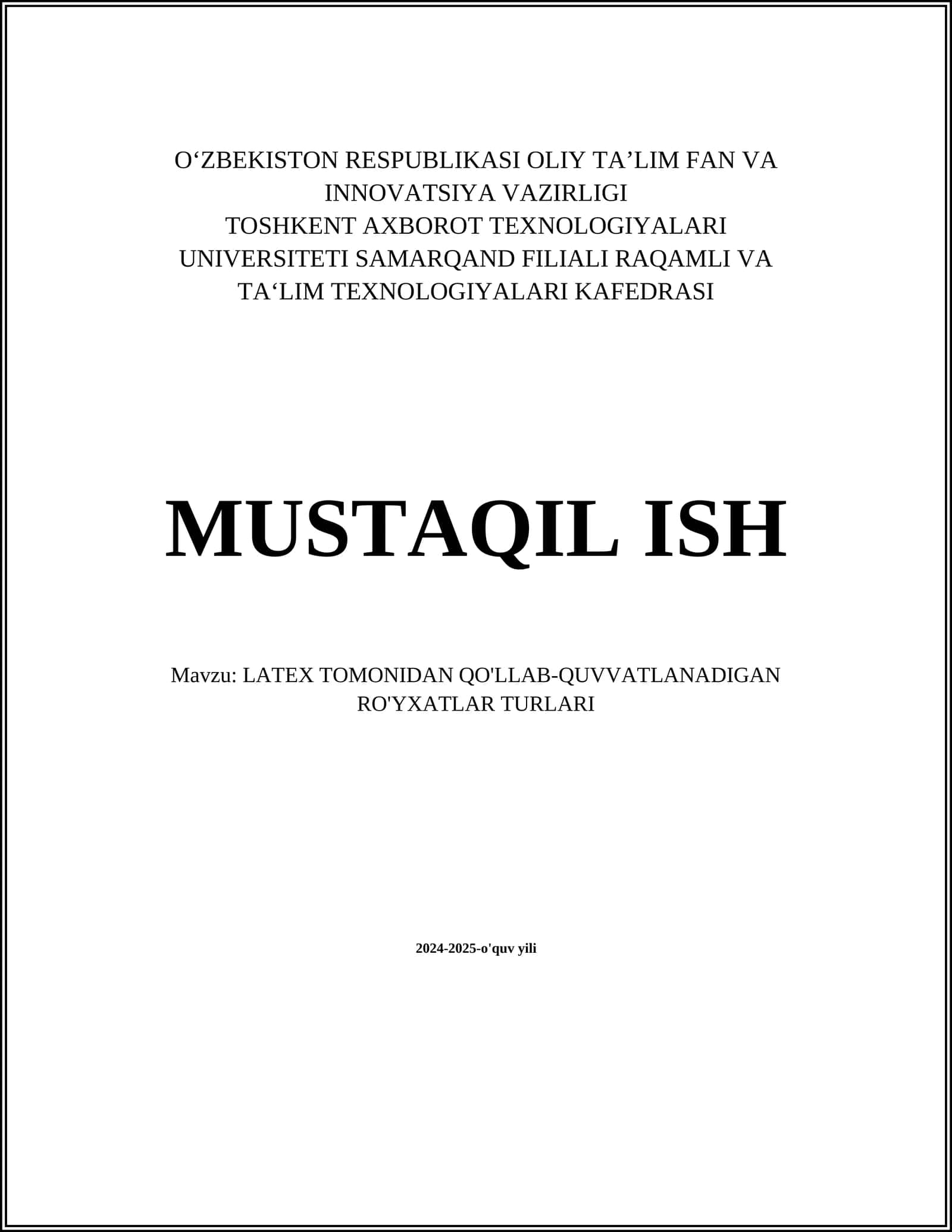 LATEX TOMONIDAN QO'LLAB-QUVVATLANADIGAN RO'YXATLAR TURLARI 1