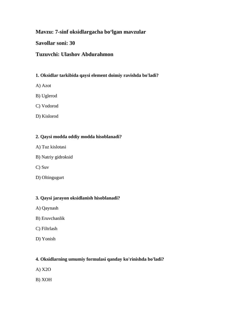 7-sinf oksidlargacha boʻlgan mavzular 1