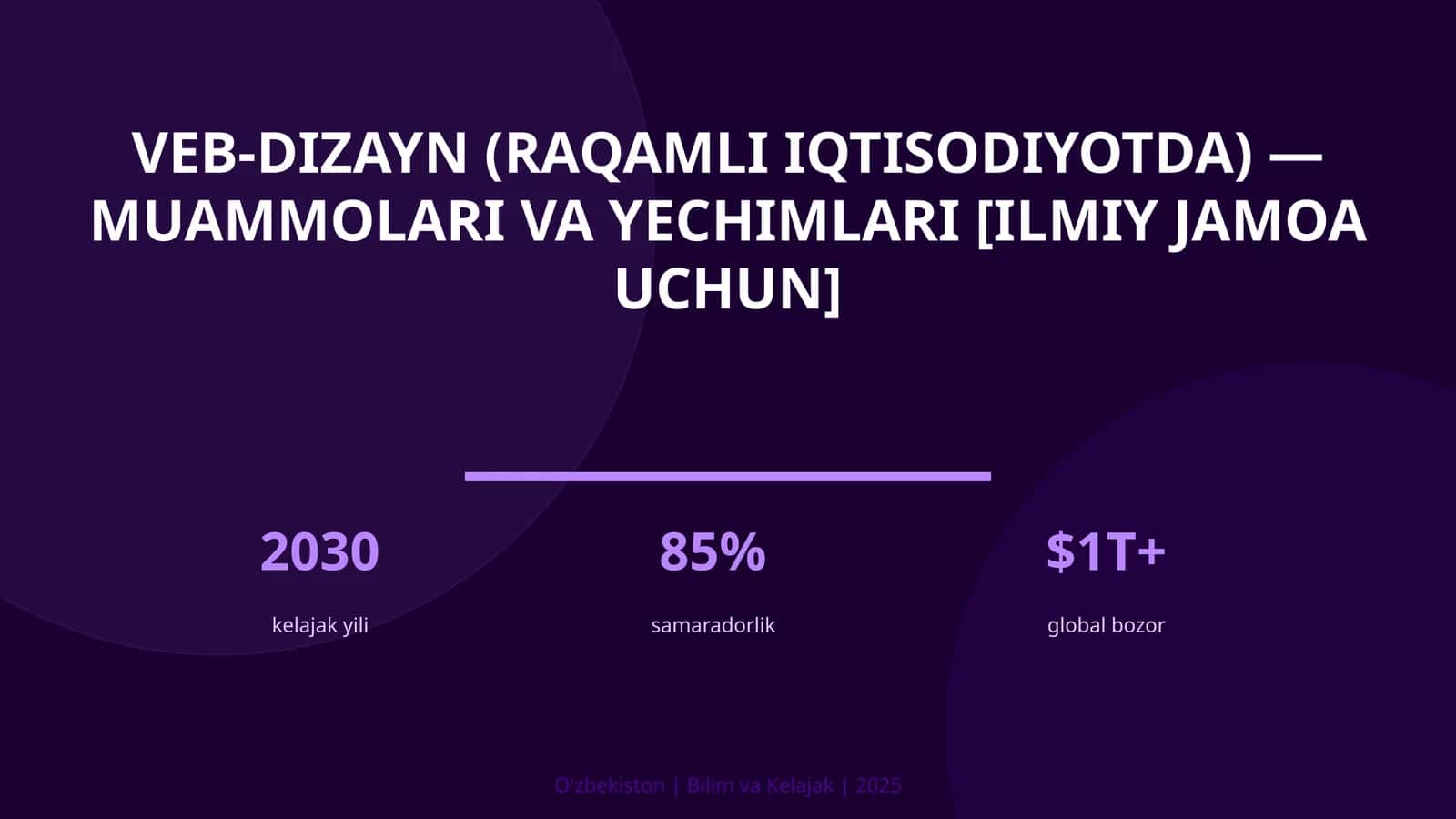 VEB-DIZAYN (RAQAMLI IQTISODIYOTDA) — MUAMMOLARI VA YECHIMLARI [ILMIY JAMOA UCHUN] 1
