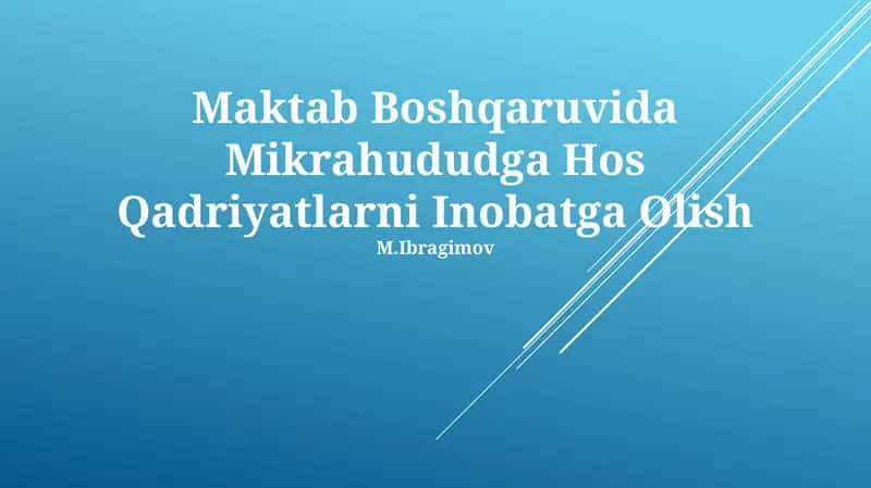 Mikrota'limni Maktab Boshqaruvi 1