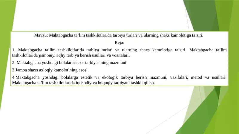 Maktabgacha ta’lim tashkilotlarida tarbiya turlari va ularning shaxs kamolotiga ta’siri 1