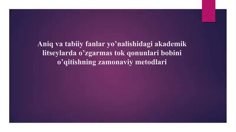 O’zgarmastok va tok kuchi 1