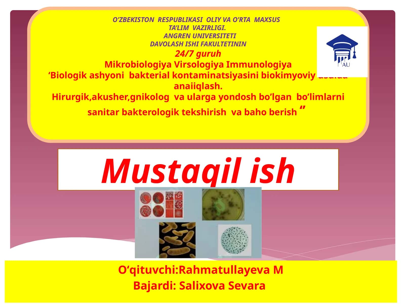 Biologika shyoniy bakterial kontaminatsiyasi tushunchasi va ahamiyati 1