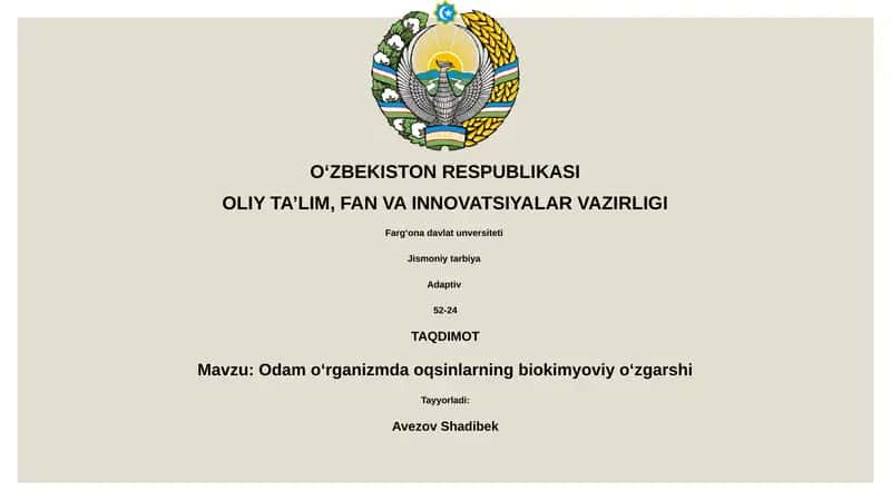 Odam oʻrganizmda oqsinlarning biokimyoviy oʻzgarishi 1
