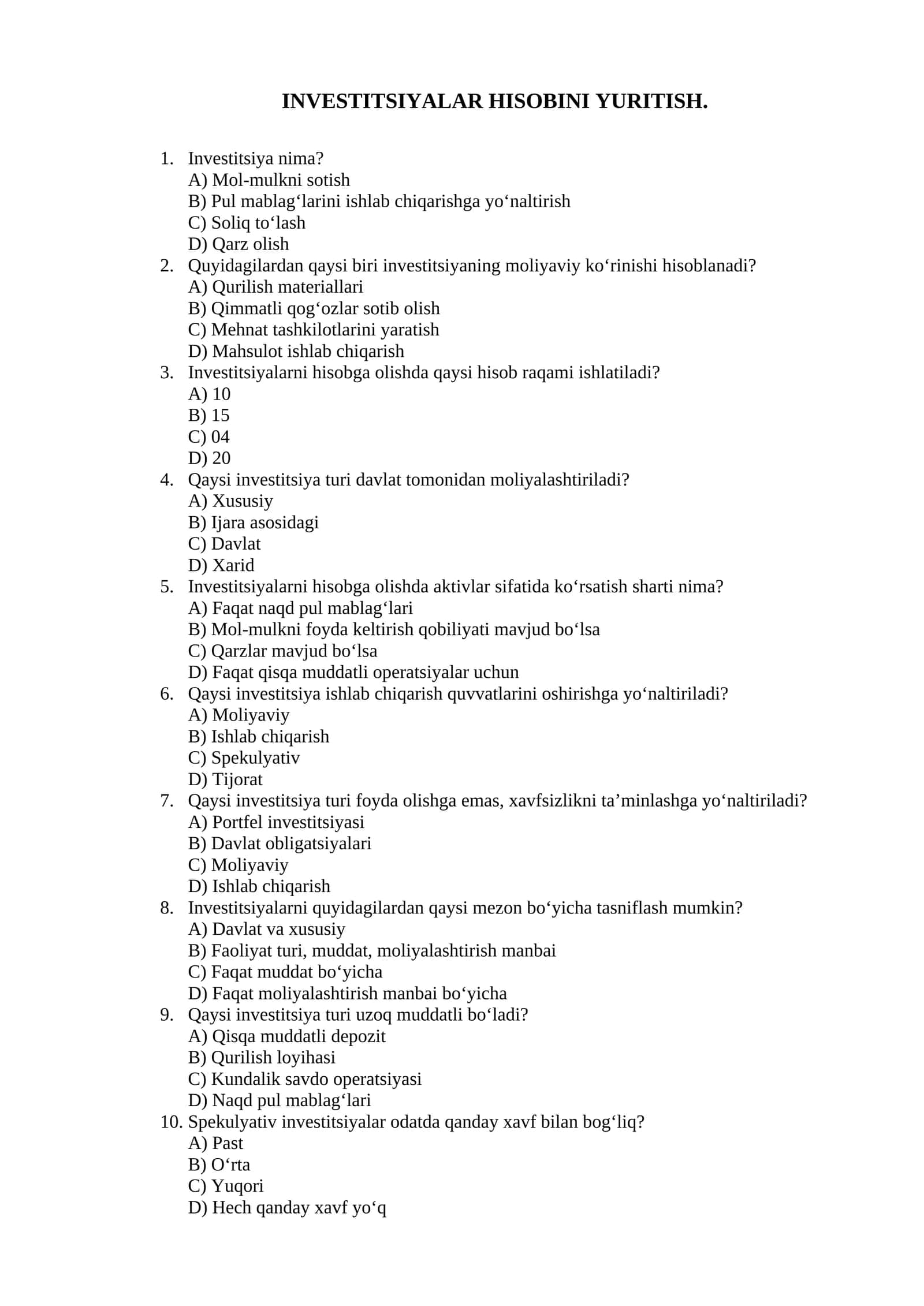 Investitsiyalar Hisobini Yuritish 1