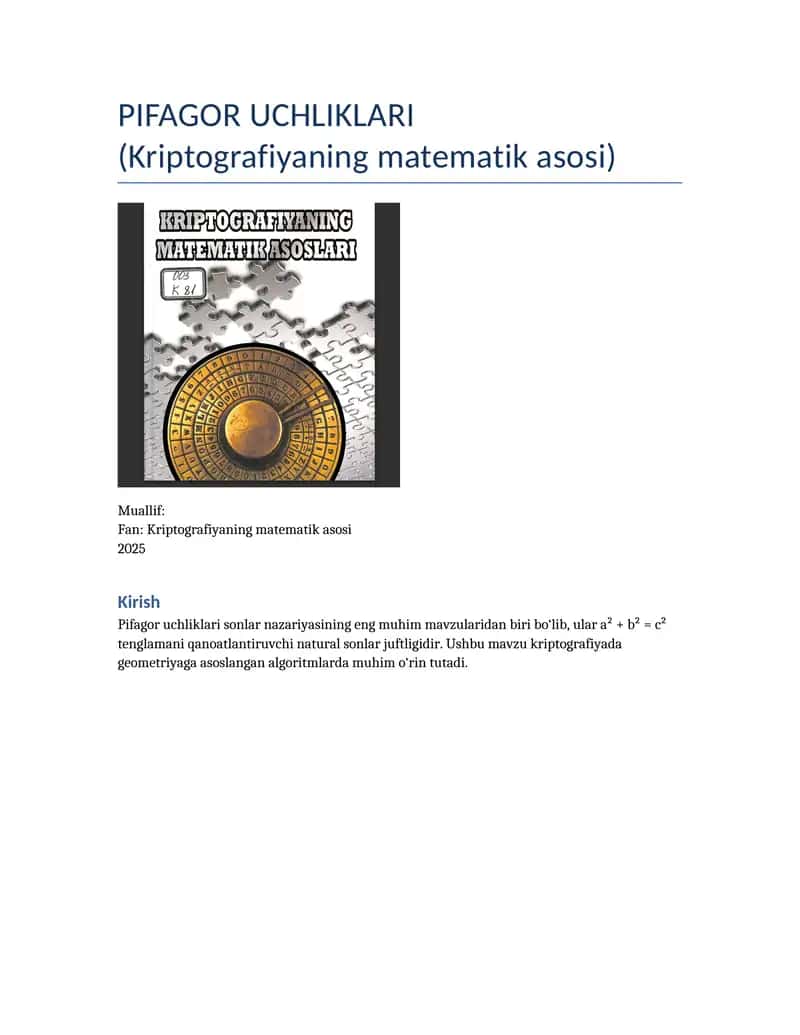 PIFAGOR UCHLIKLARI 1