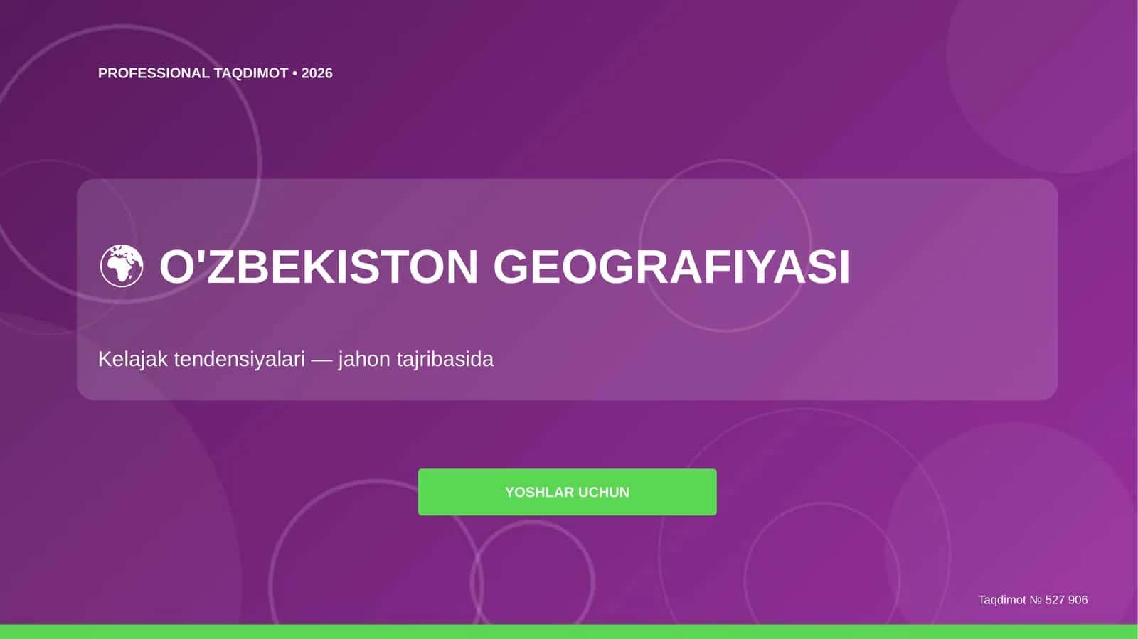 O'zbekiston geografiyasi: kelajak tendensiyalari (jahon tajribasida) [yoshlar uchun] 1