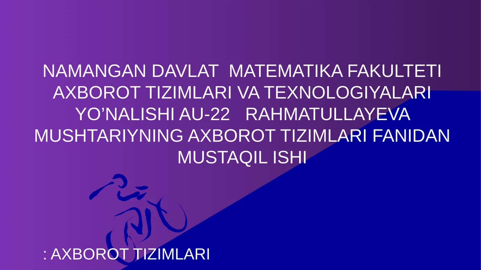 Axborot tizimlari 1