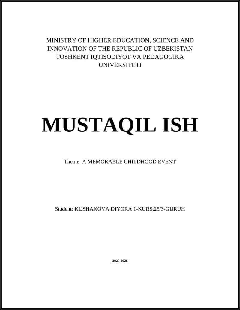 MUSTAQIL ISH 1