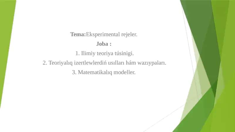 Eksperimental rejeler 1