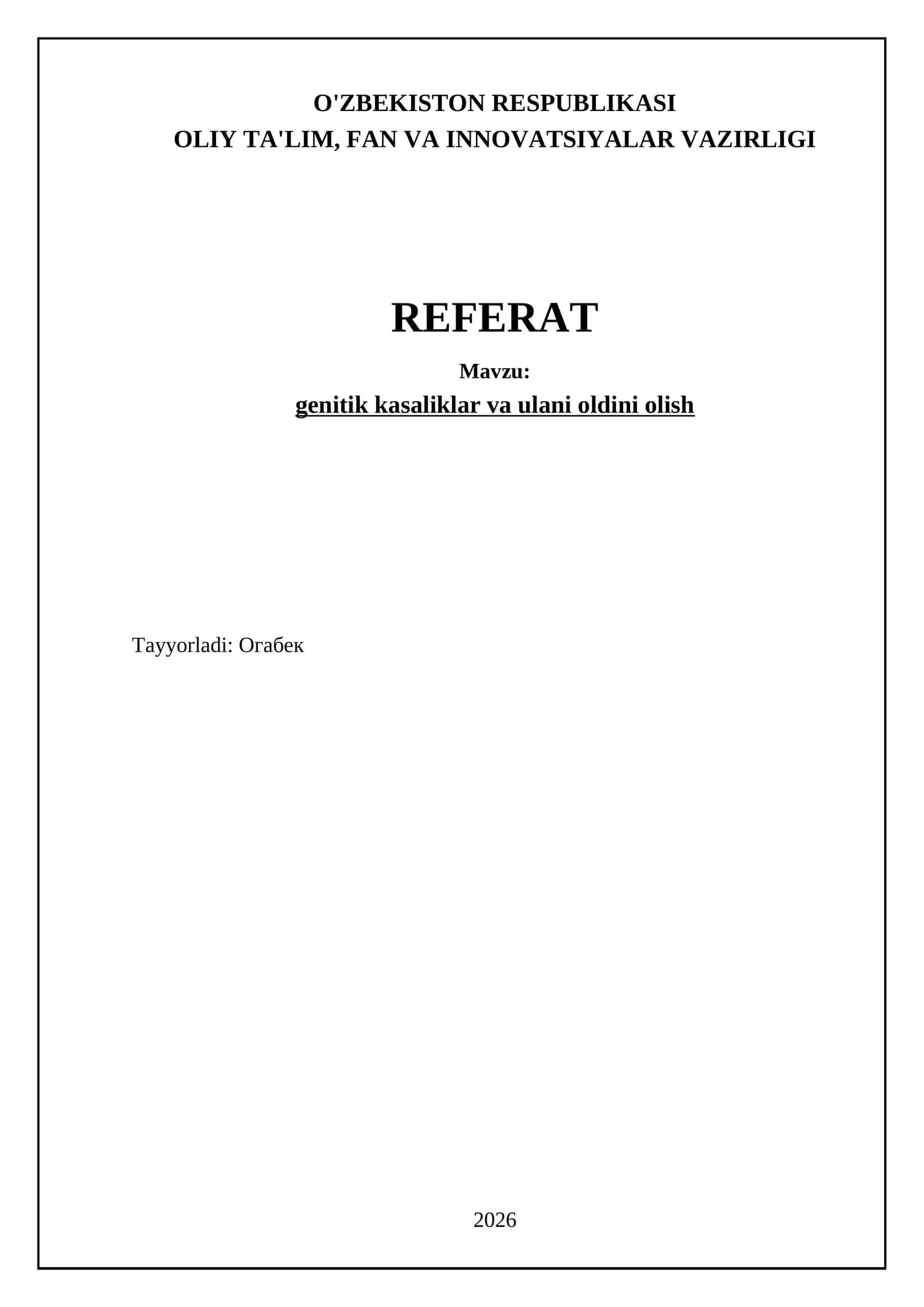 genitik kasaliklar va ulani oldini olish 1