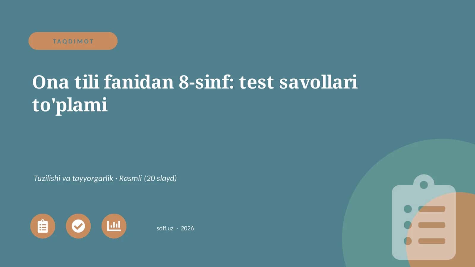 Ona tili fanidan 8-sinf: test savollari to'plami 1
