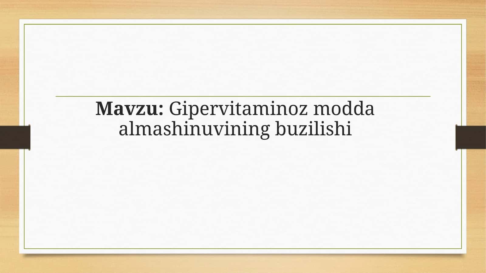 Gipervitaminoz modda almashinuvi 1