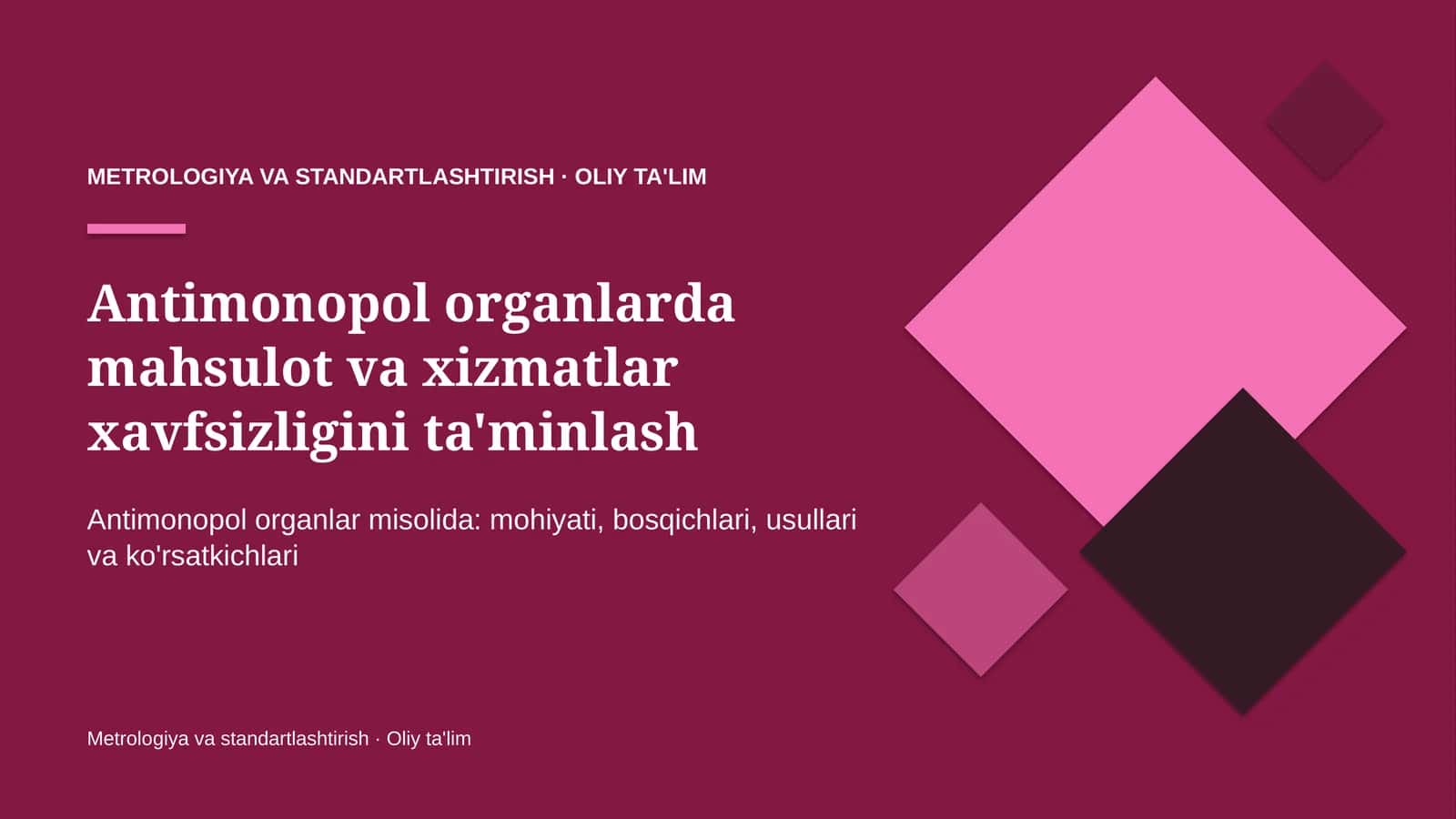 Antimonopol organlarda mahsulot va xizmatlar xavfsizligini ta'minlash 1