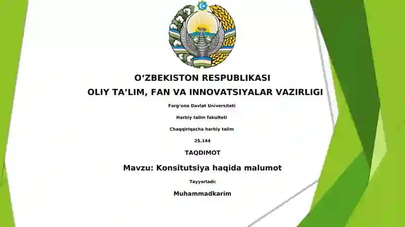 Konsitutsiya haqida malumot
