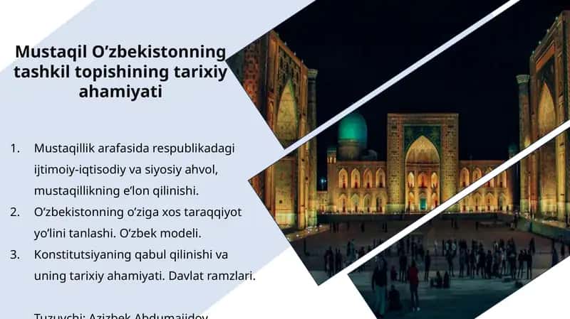 O'zbekistonning tashkili topishi 1