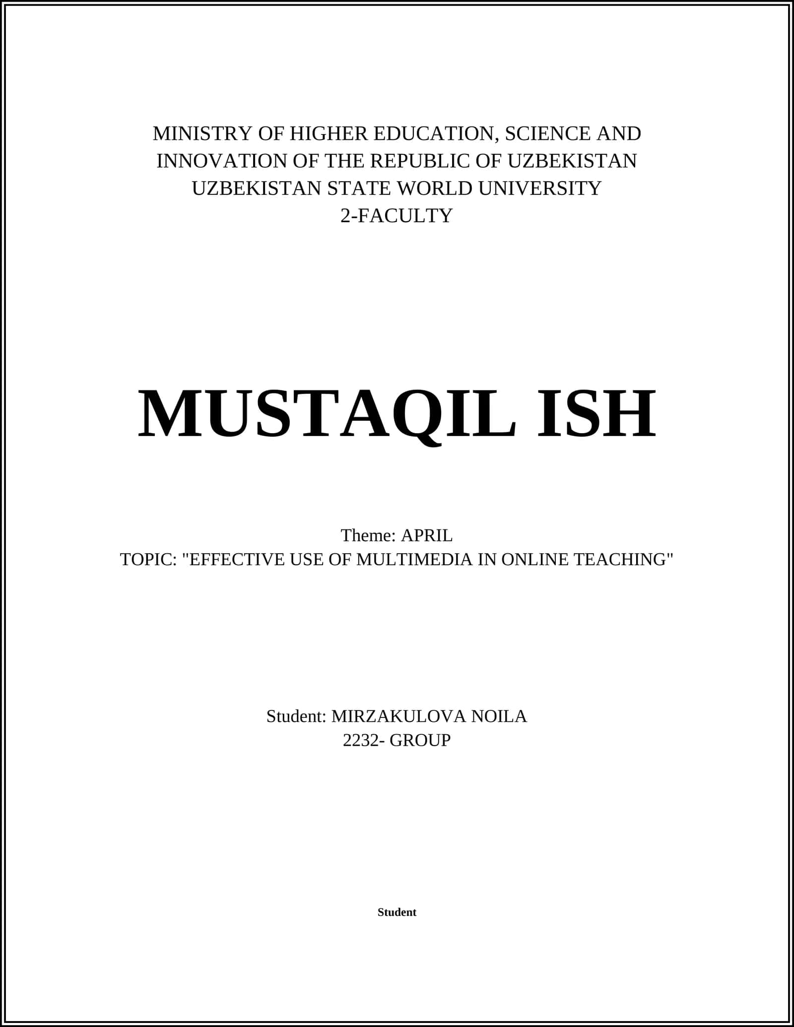 Effective Use of Multimedia in Online Teaching 1