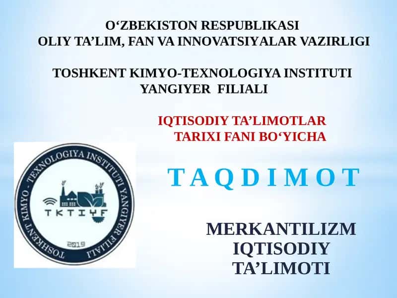 Merkantilizm iqtisodiy ta’limoti 1