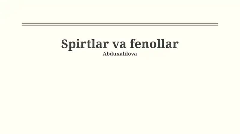 Spirtlar va fenollar 1