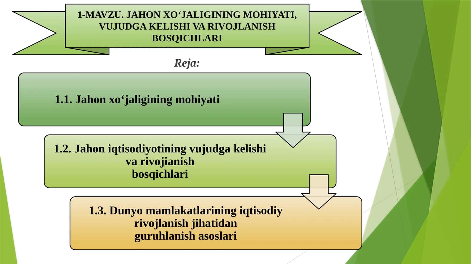 Jahon xo‘jaligining mohiyati, vujudga kelishi va rivojlanish bosqichlari 1